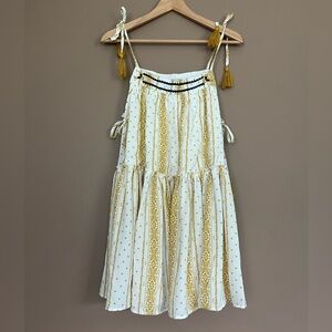 {Easel} Sleeveless Boho Tunic or Mini Dress with Tassels and Embroidered Trim
